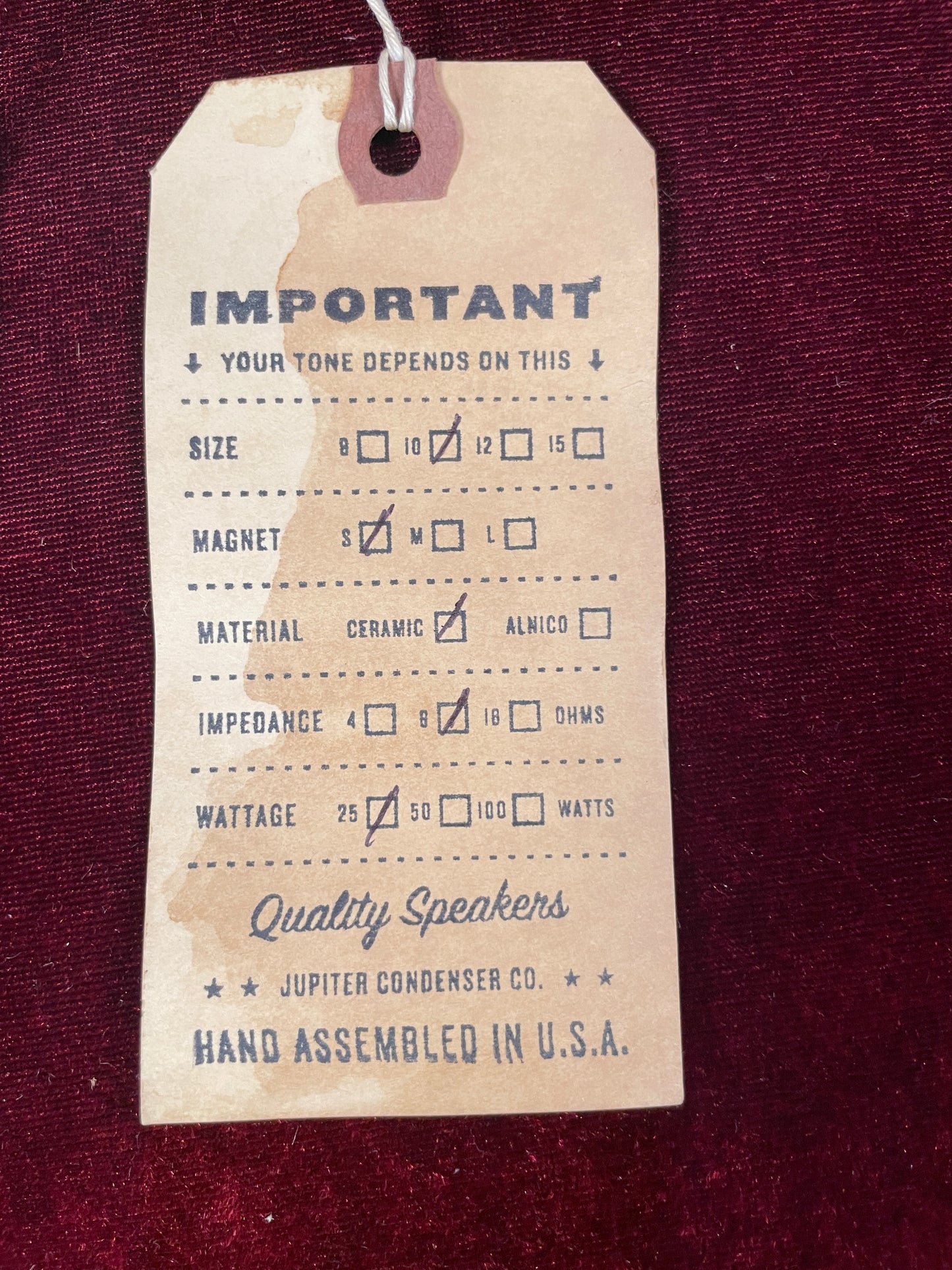 Jupiter 10SC 10" 25W Vintage American Ceramic Guitar Speaker 8 Ohm (Stock #4)