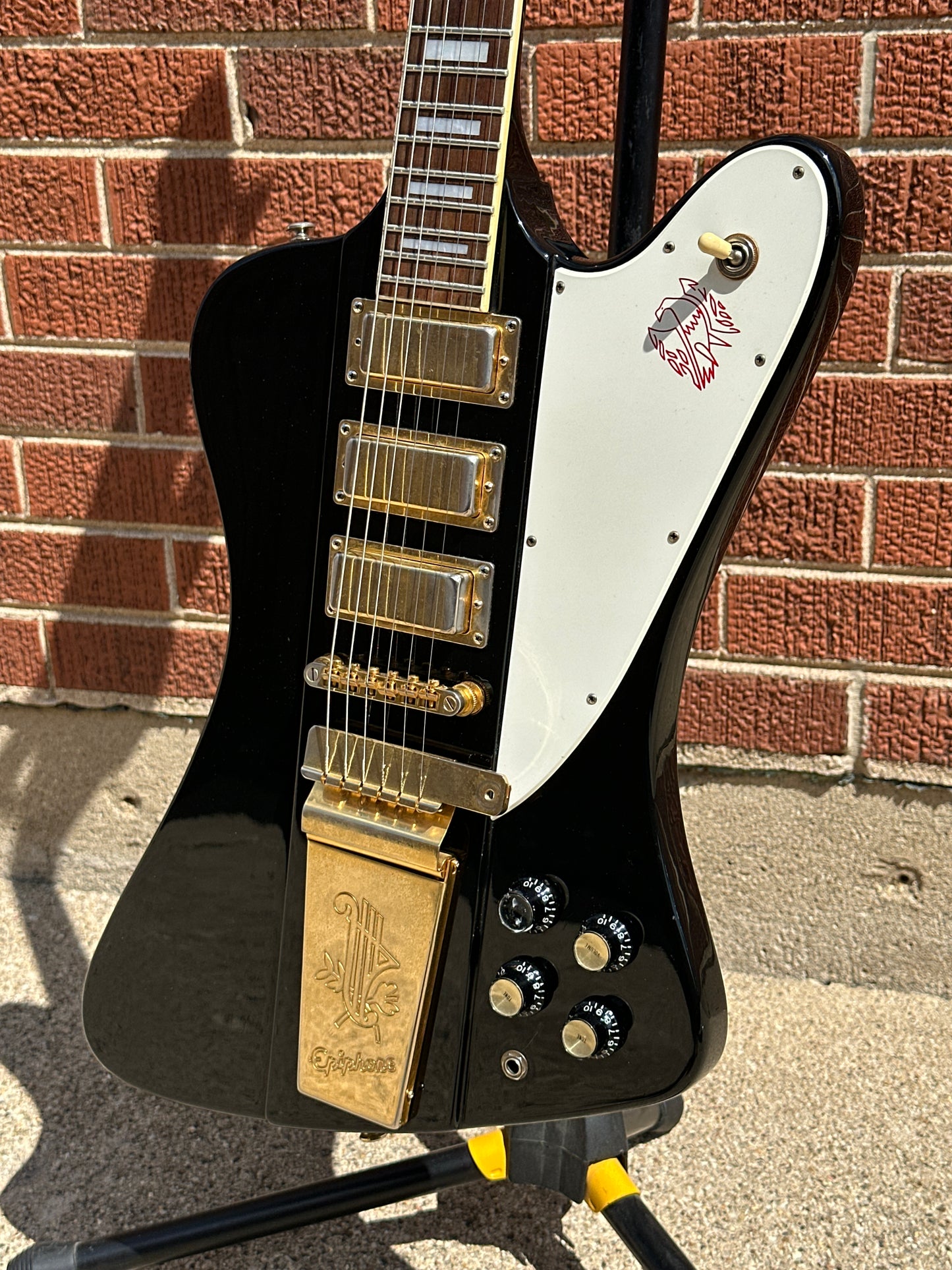 1999 Epiphone Firebird VII 3 Pickup Electric Guitar Ebony Black w/ OHSC