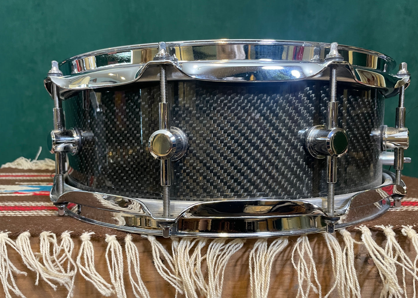 Spaun 5x14 Carbon Fiber Snare Drum w/ Trick GS007 Multi-Step Throw-Off