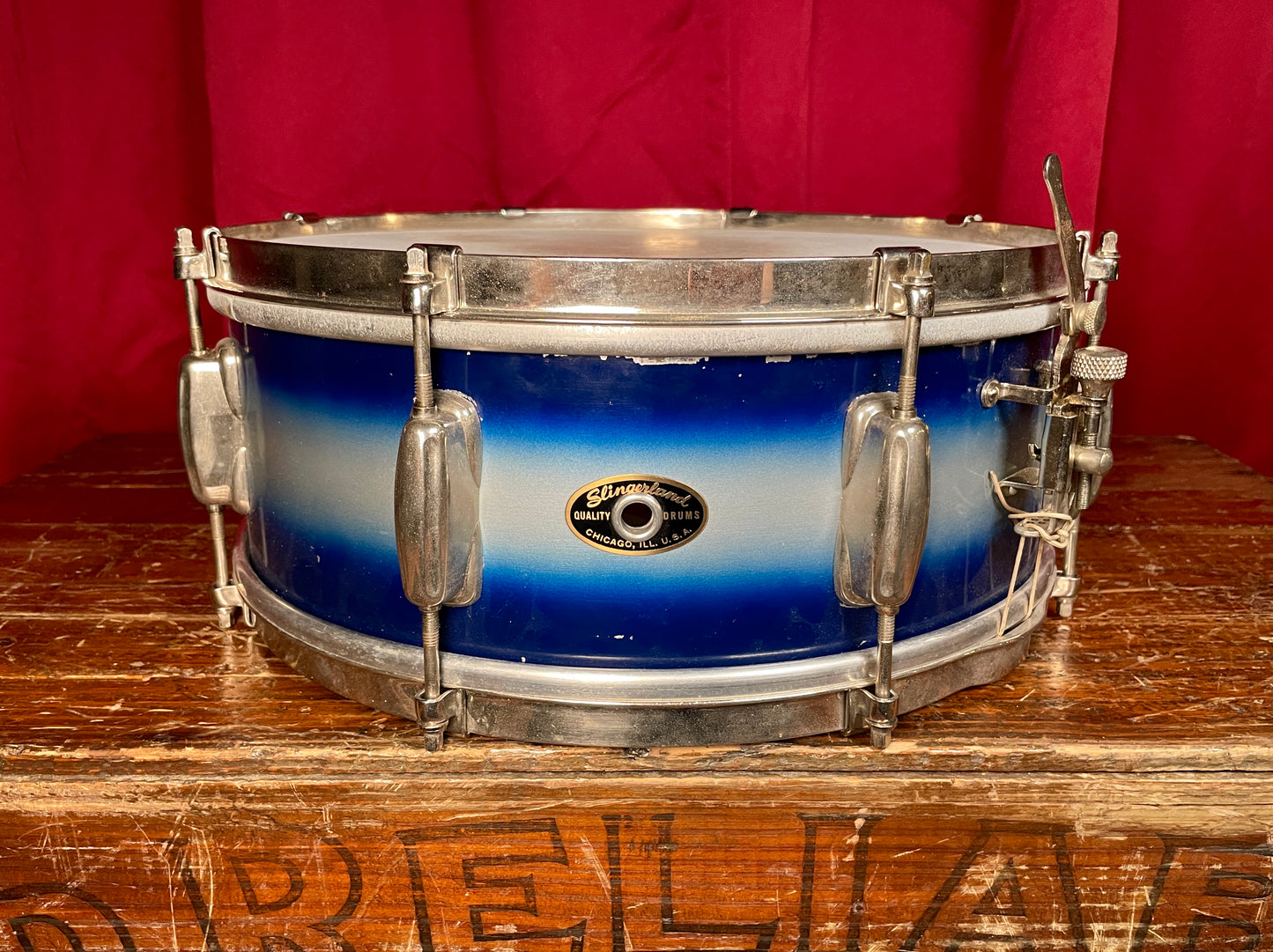 1950s Slingerland No. 151 Student Model 5.5x14 Radio King Snare Drum Blue / White Duco