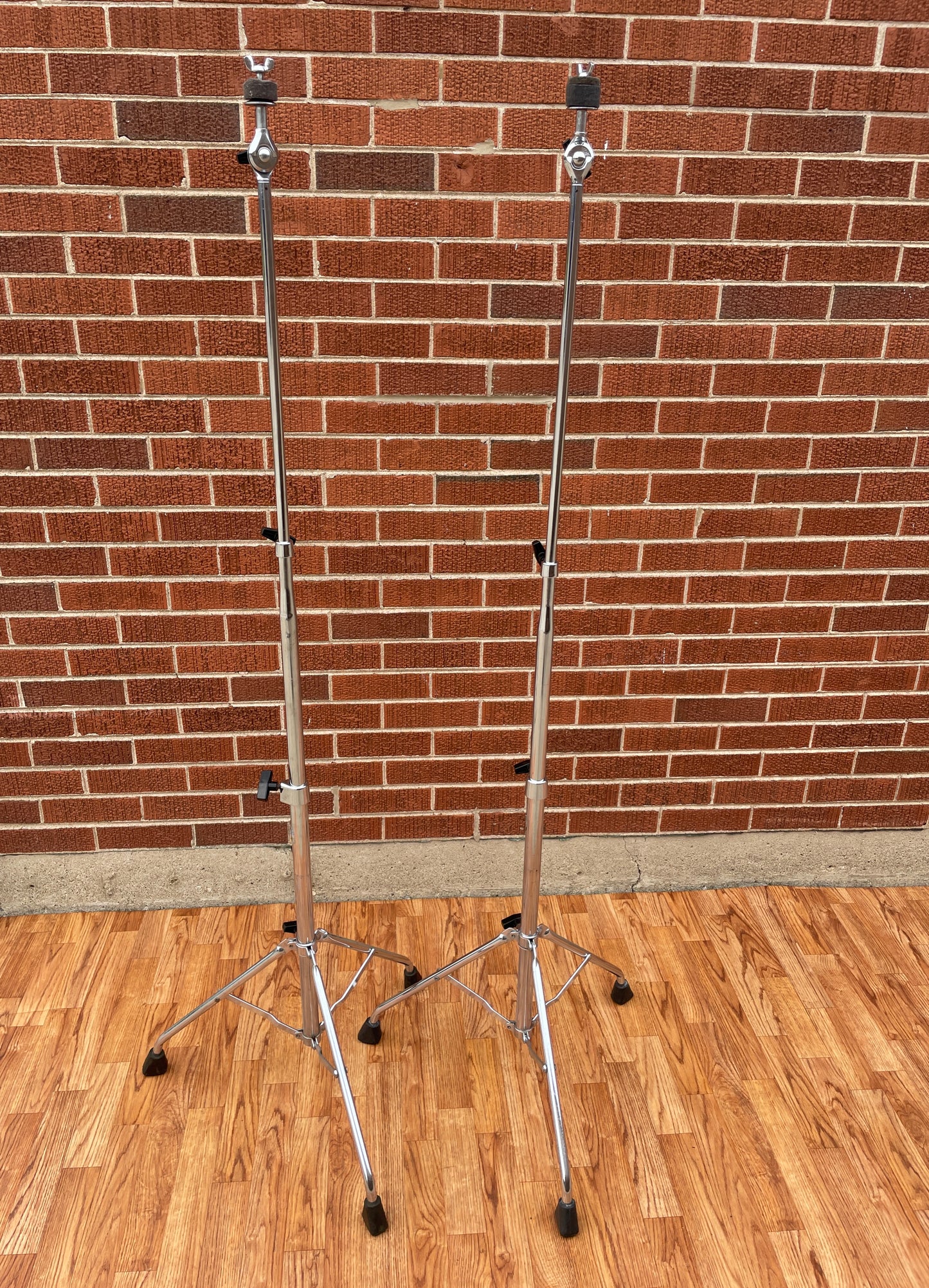 1970s Ludwig Atlas No. 1405 Straight Cymbal Stand Pair Tubular Legs