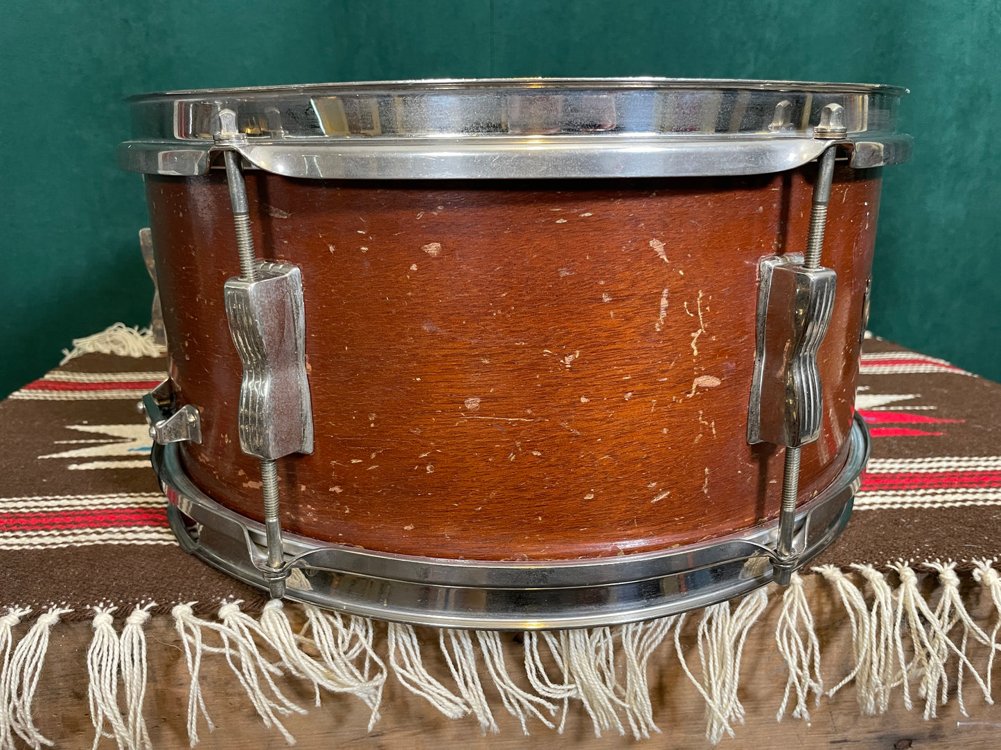 1950s WFL Ludwig 6.5x14 Auditorium Snare Drum Mahogany NOB Hoops