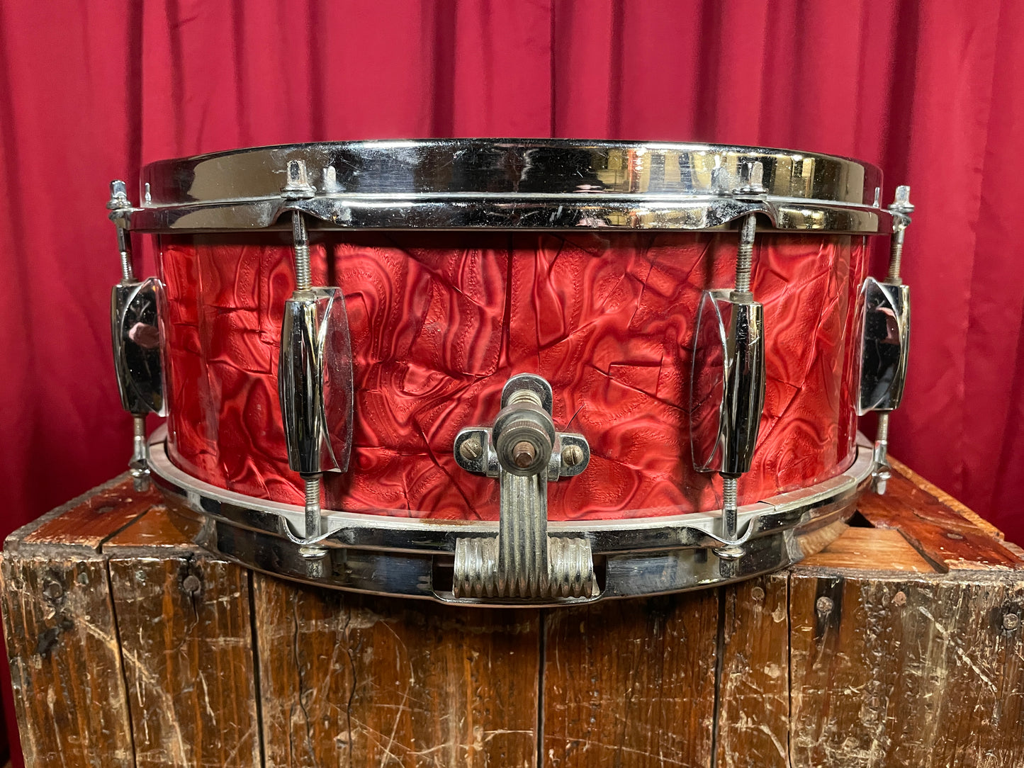 1960s Gracy 5.5x14 Snare Drum Red Pearl 8-Lug MIJ