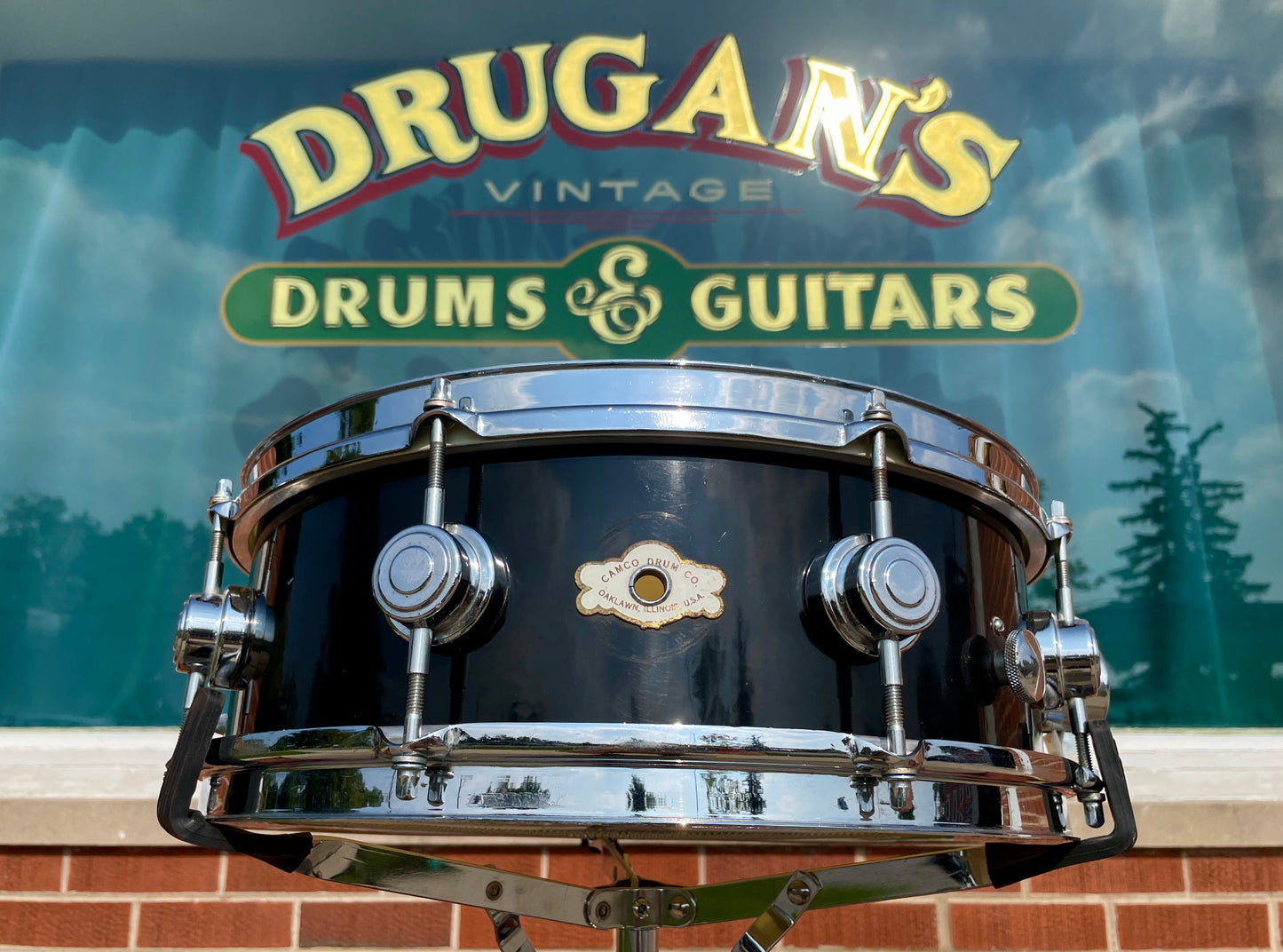 Vintage 1960s Camco Aristocrat 5x14 Snare Drum Black Wrap Oaklawn