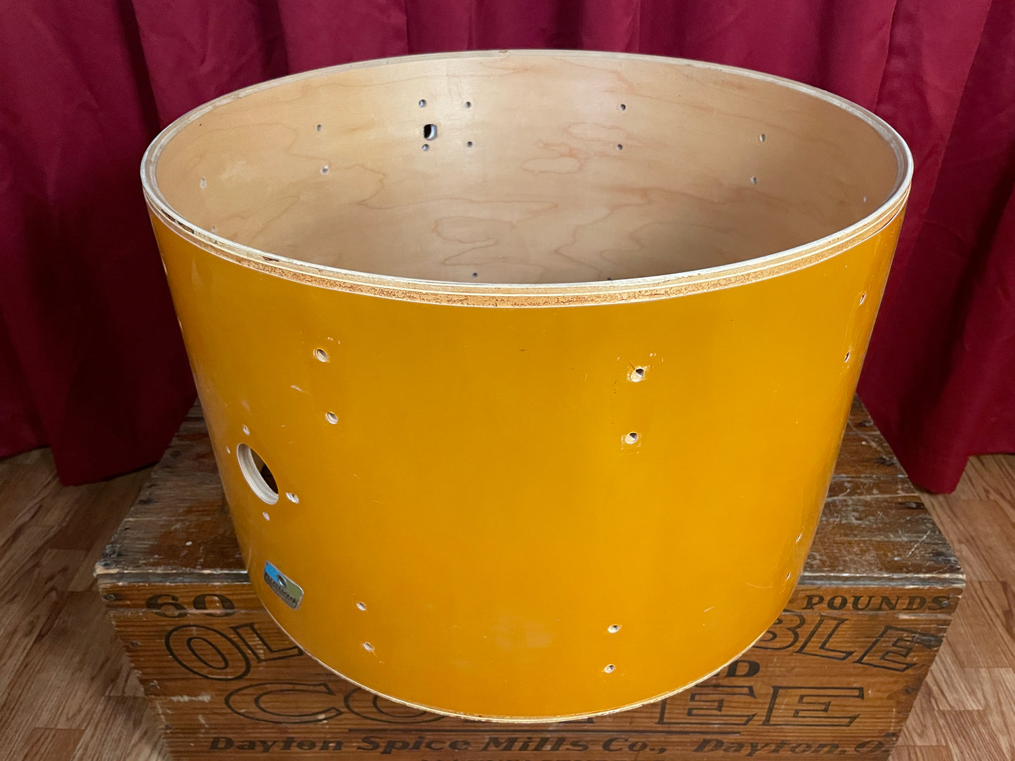 1980s Ludwig 14x22 Bass Drum Shell Gold Silk 6-Ply
