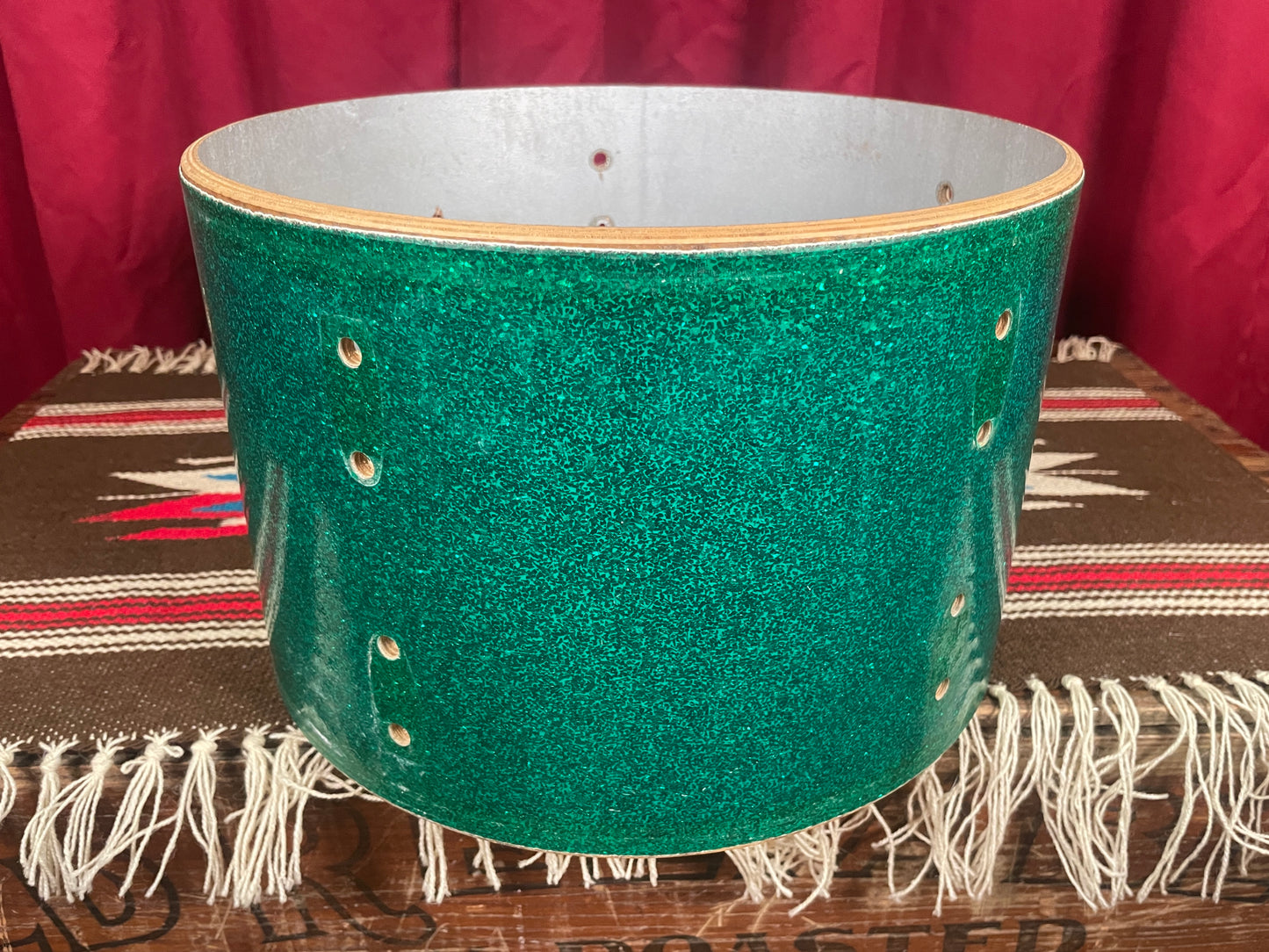 1960s Gretsch 8x12 Round Badge Tom Shell 8-Lug Green Sparkle Rewrap 12x8