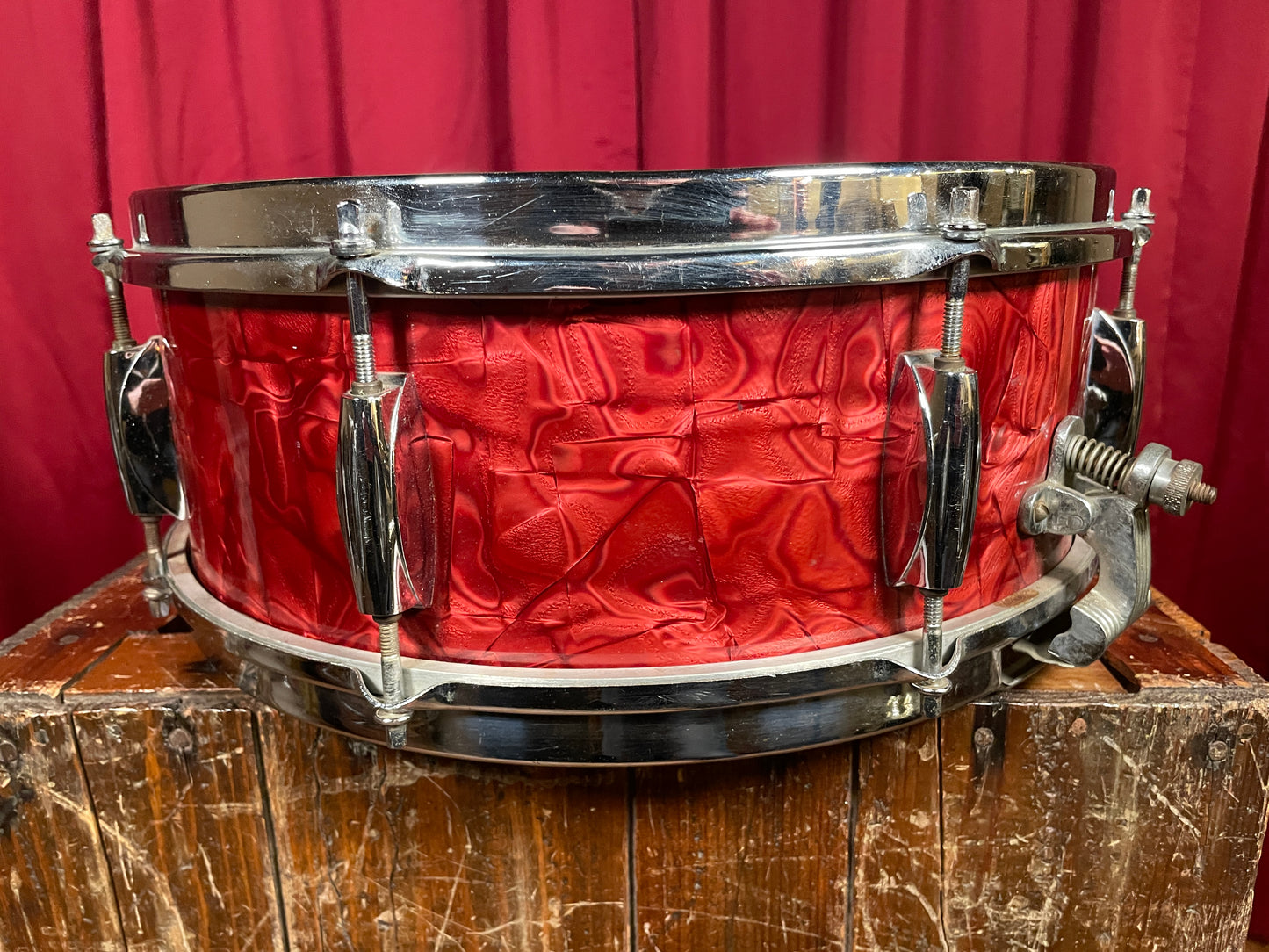 1960s Gracy 5.5x14 Snare Drum Red Pearl 8-Lug MIJ