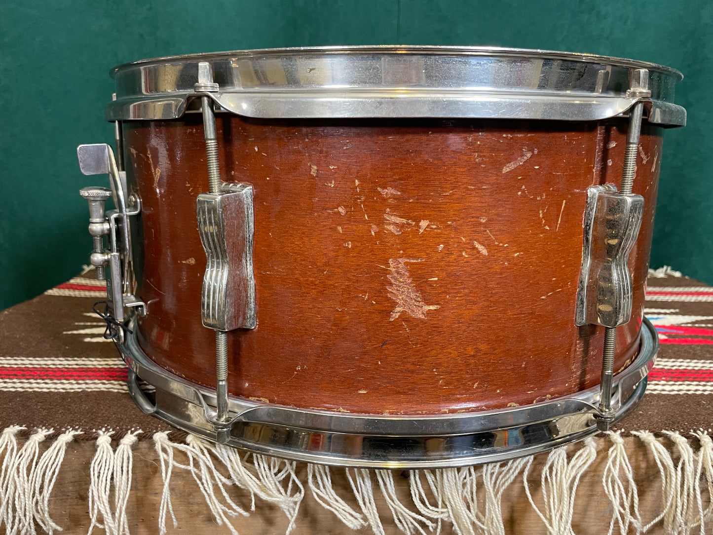 1950s WFL Ludwig 6.5x14 Auditorium Snare Drum Mahogany NOB Hoops