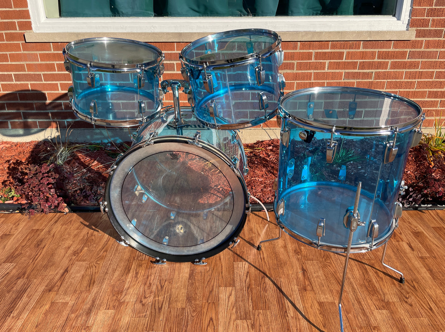 1970s Ludwig Blue Vistalite Big Beat Outfit Drum Set 22/12/13/16