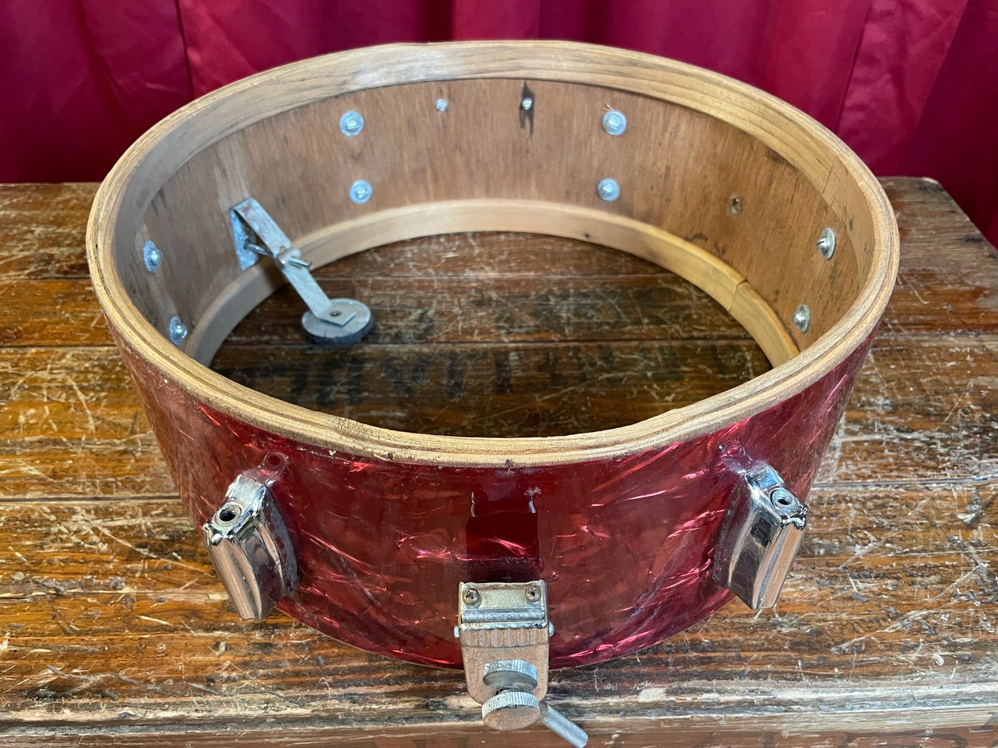 1960s Made in Japan 5.5x14 Snare Drum Red Pearl 6-Lug MIJ