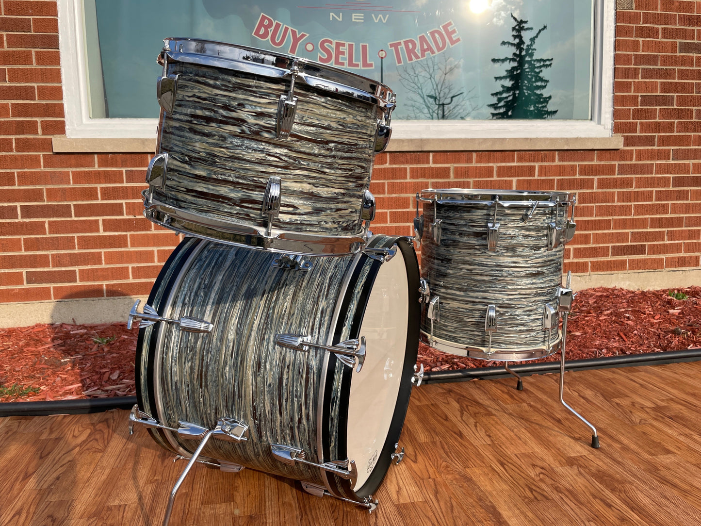 1965 Ludwig Downbeat Drum Set Oyster Blue Pearl 20/12/14 COB