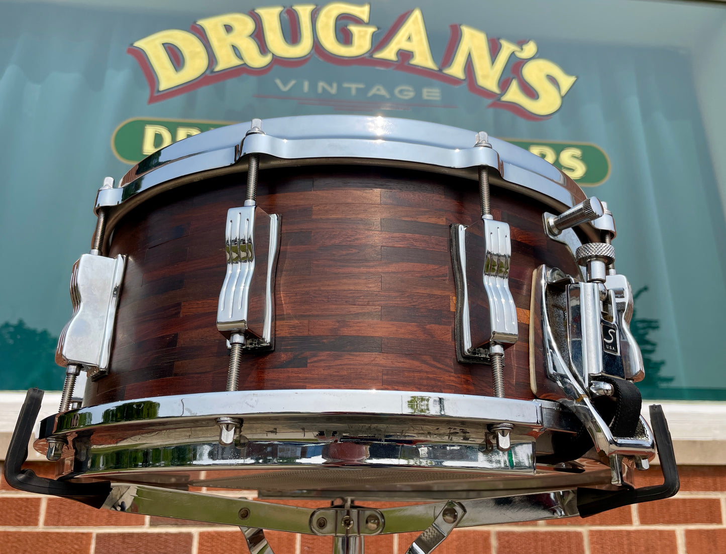 1980s SOTA 6x14 Segmented Rosewood Shell Snare Drum State Of The Art John Panazzo Styx