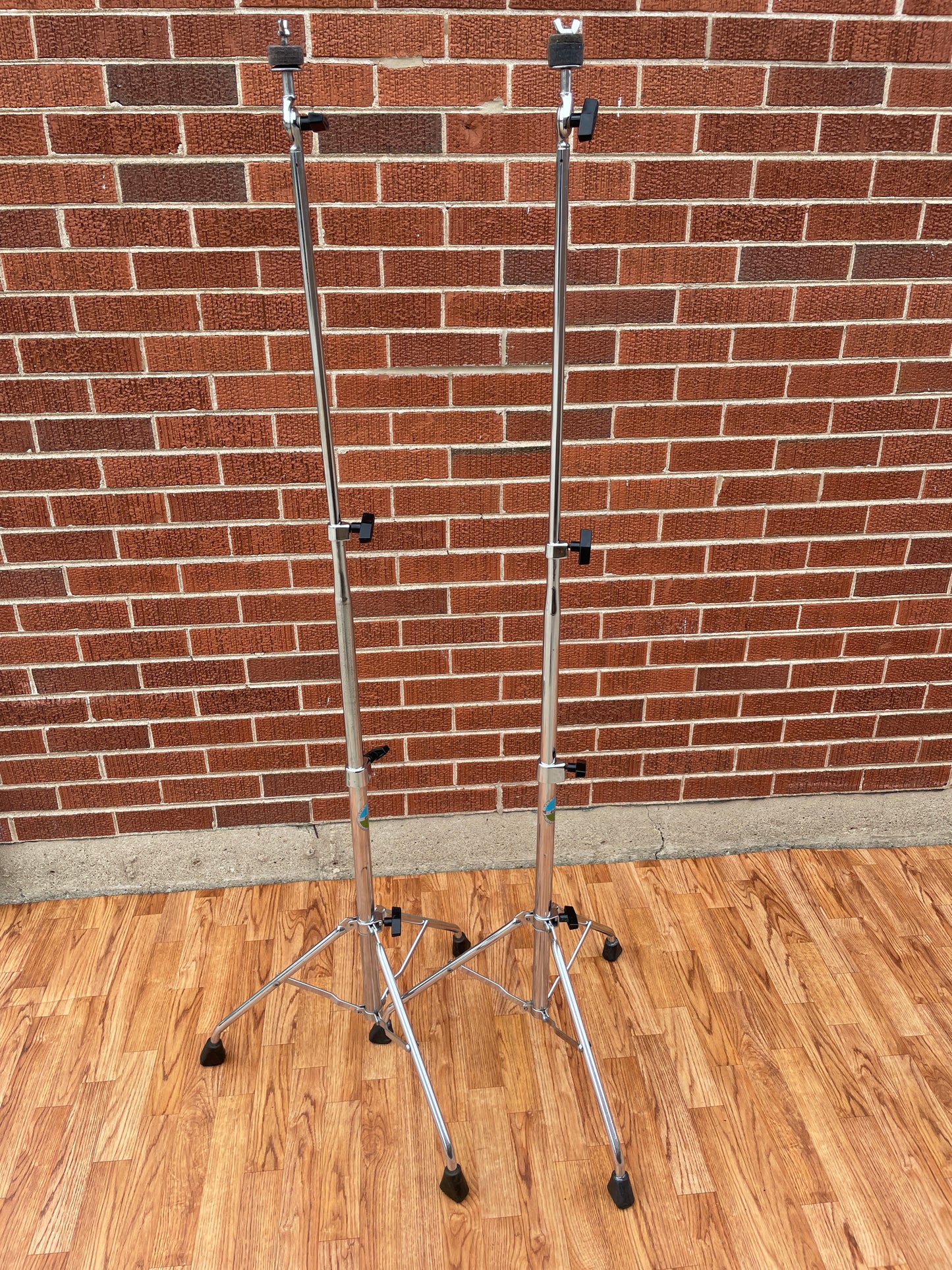 1970s Ludwig Atlas No. 1405 Straight Cymbal Stand Pair Tubular Legs