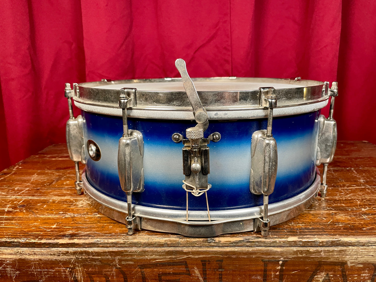 1950s Slingerland No. 151 Student Model 5.5x14 Radio King Snare Drum Blue / White Duco