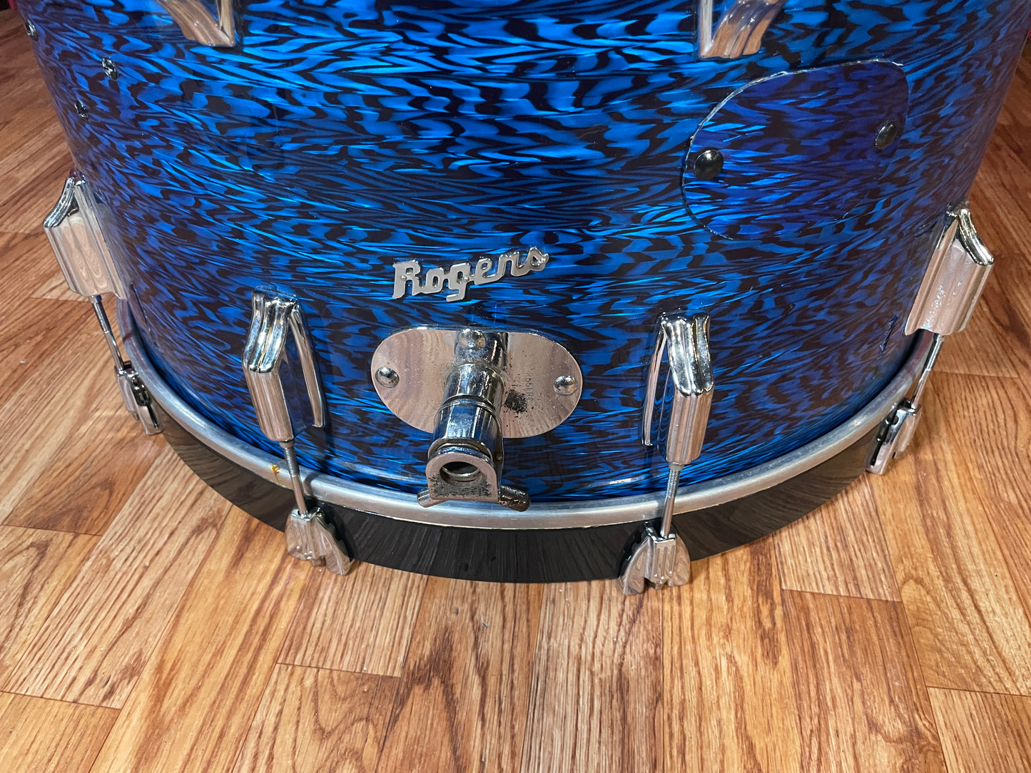 1970s Rogers PowerTone 14x22 Bass Drum Blue Onyx Pearl 22x14