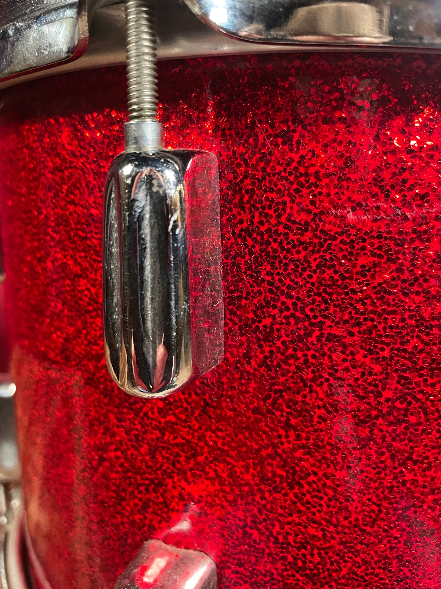 Rogers Clone 8x10 Tom Drum Red Sparkle Bread And Butter Lug Keller Shell