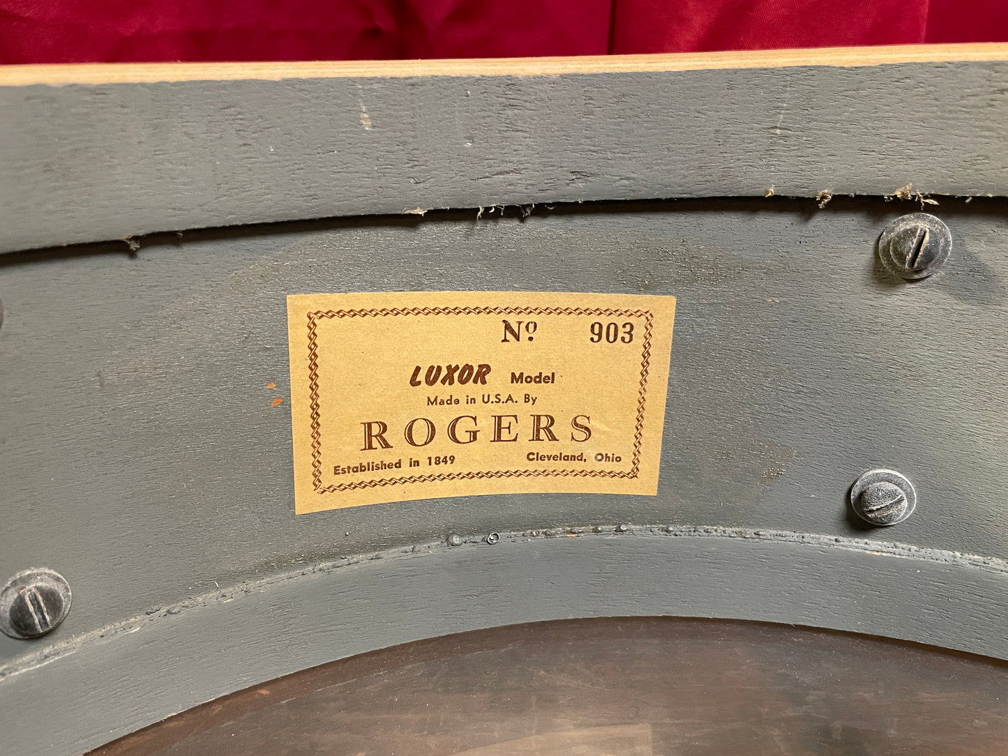 1950s Rogers Luxor No. 903 5x14 Snare Drum Black Diamond Pearl Cleveland Eagle Badge