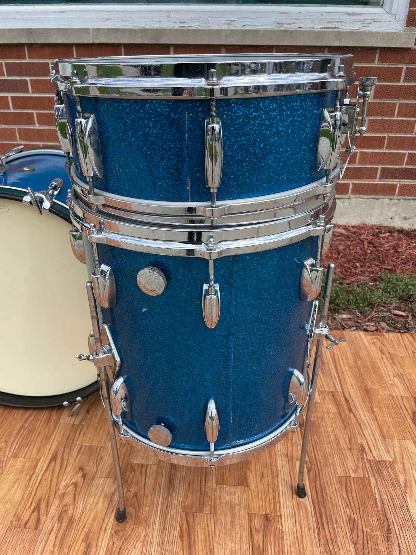 1960s Gretsch Progressive Jazz Drum Set Blue Sparkle 20/12/14/5.5x14