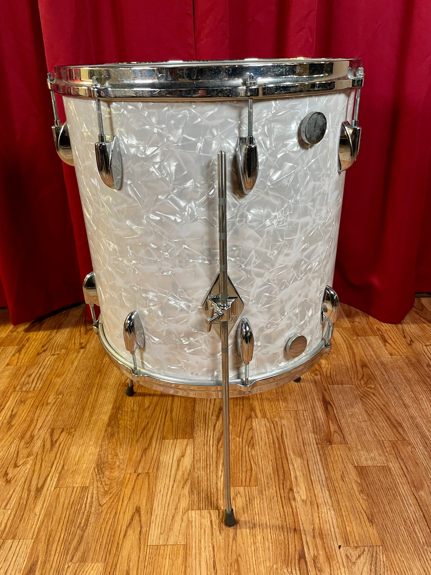 1960s Gretsch No. 4418 16x16 Floor Tom Drum White Marine Pearl Round Badge