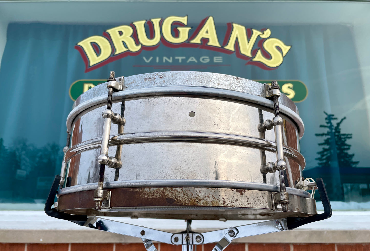 1920s Ludwig 5x14 Universal 2-Pc. Brass Shell Snare Drum Pioneer