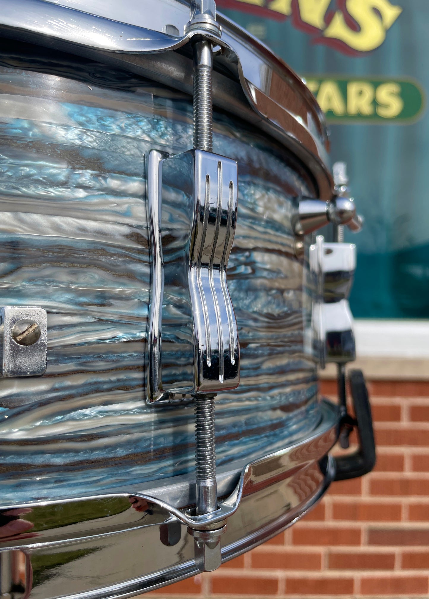 1966 Ludwig No. 908P Jazz Festival 5x14 Snare Drum Oyster Blue Pearl