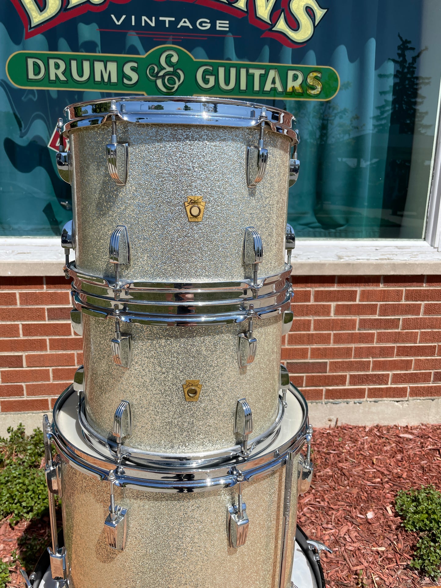 1960s Ludwig Hollywood Drum Set Silver Sparkle Pre-Serial COB