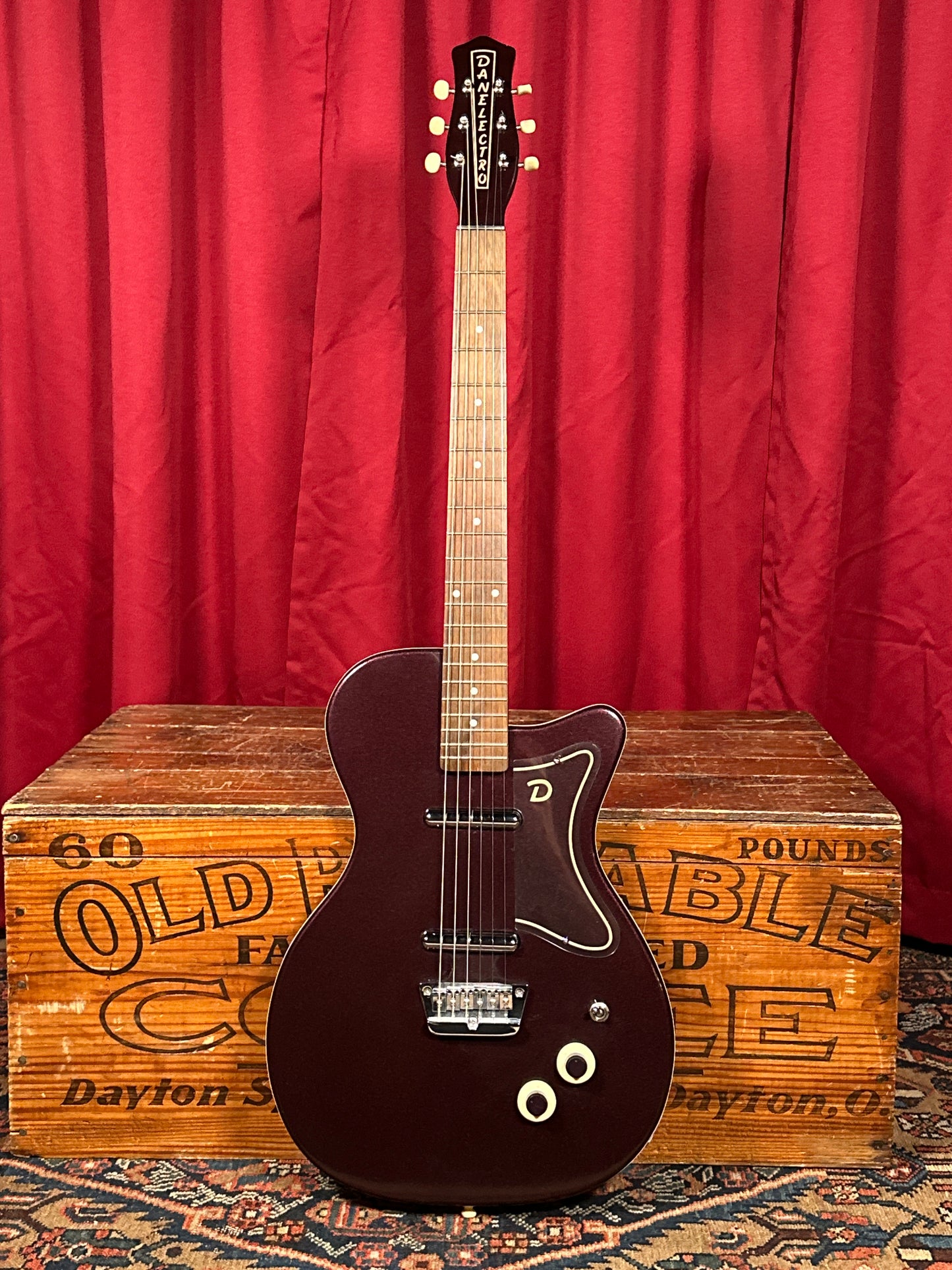 1990s Danelectro '56 U-2 Reissue Electric Guitar Beatnik Burgundy Purple Sparkle