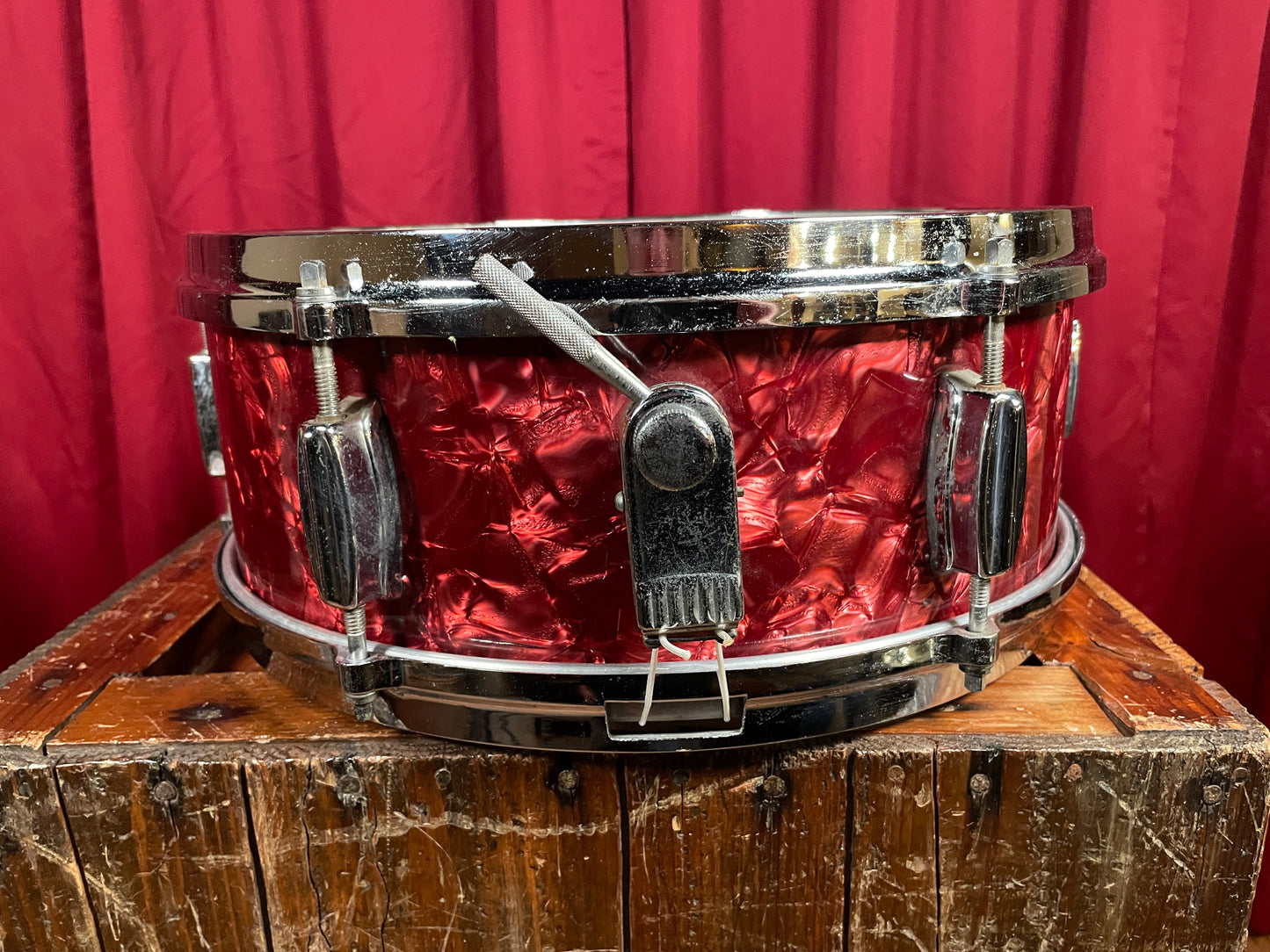 1960s Made in Japan 5.5x14 Snare Drum Red Pearl 6-Lug MIJ