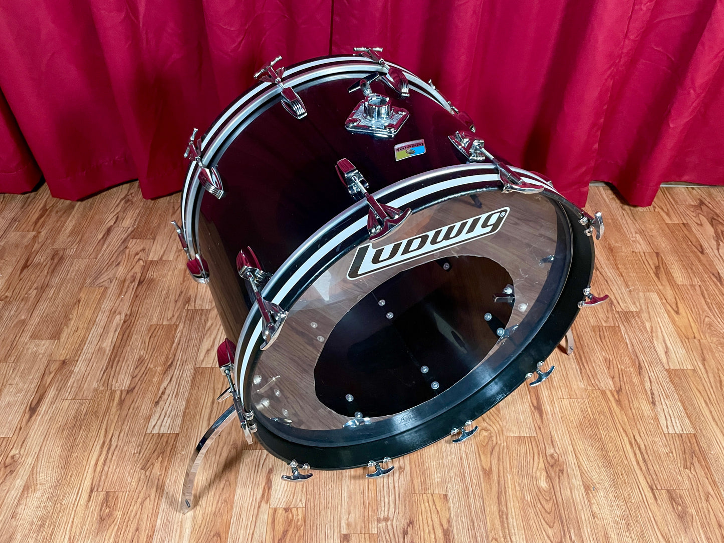 1970s Ludwig 14x22 Vistalite Bass Drum Smoke Translucent Black