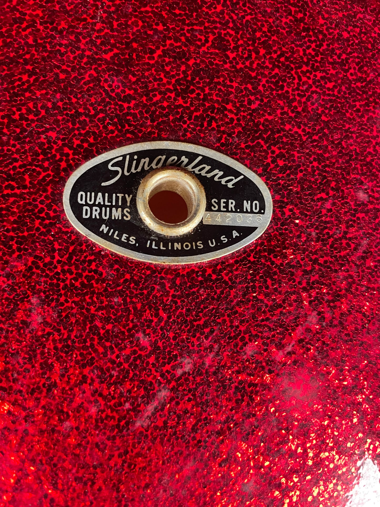 1970s Slingerland 16x18 Floor Tom Drum Shell Red Sparkle 5-Ply