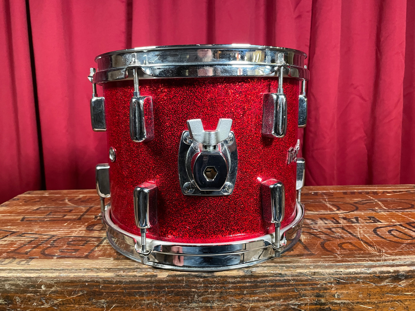 Rogers Clone 8x10 Tom Drum Red Sparkle Bread And Butter Lug Keller Shell