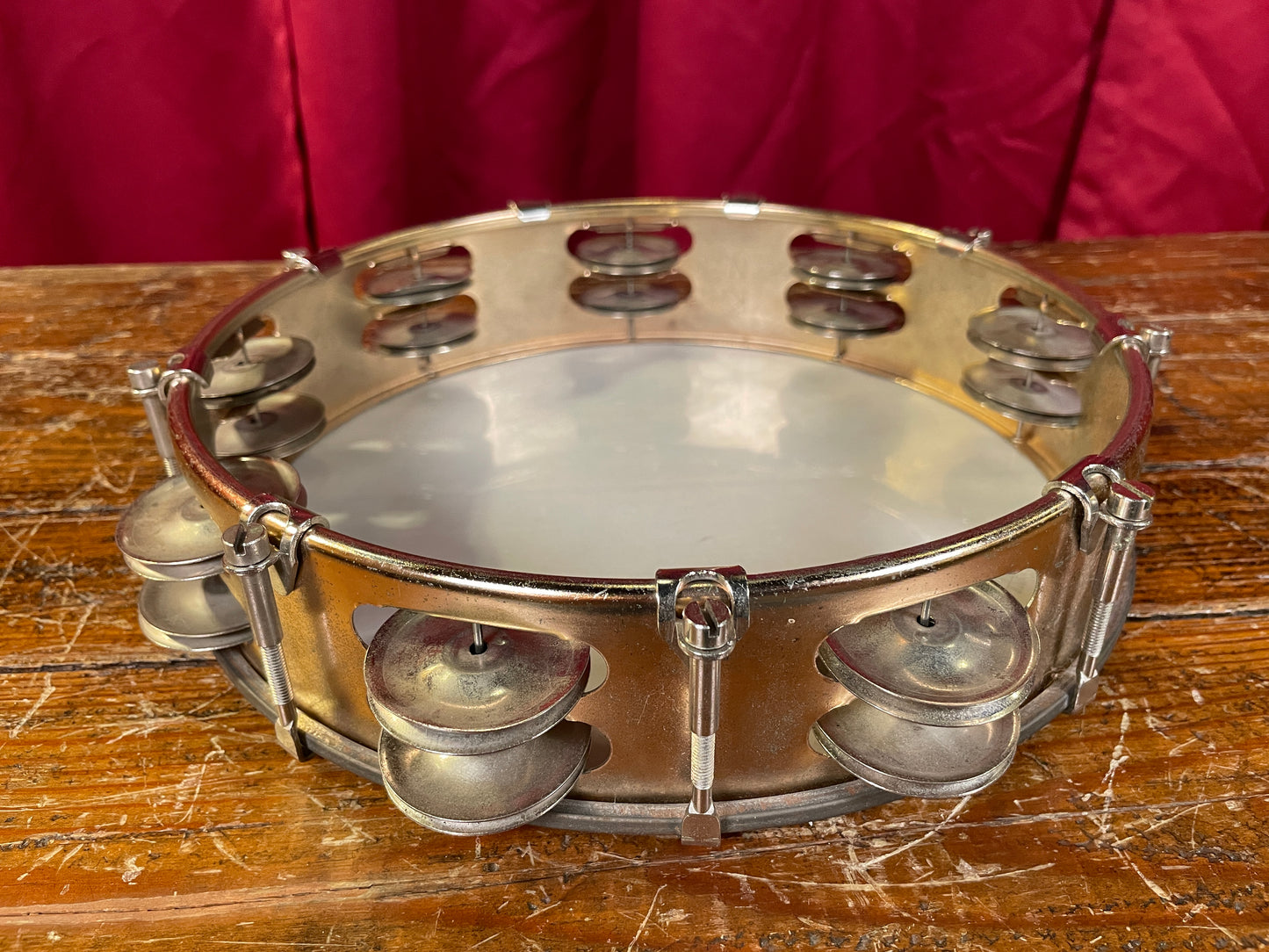 Vintage Ludwig 10" Bronze Double Row Tunable Tambourine No. 98A 1960s/1970s
