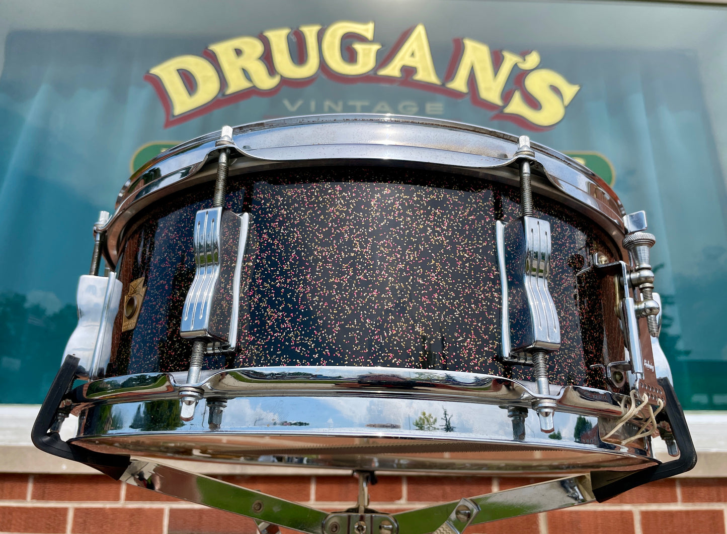 Vintage 1965 Ludwig Jazz Festival 5x14 Snare Drum Black Galaxy Sparkle