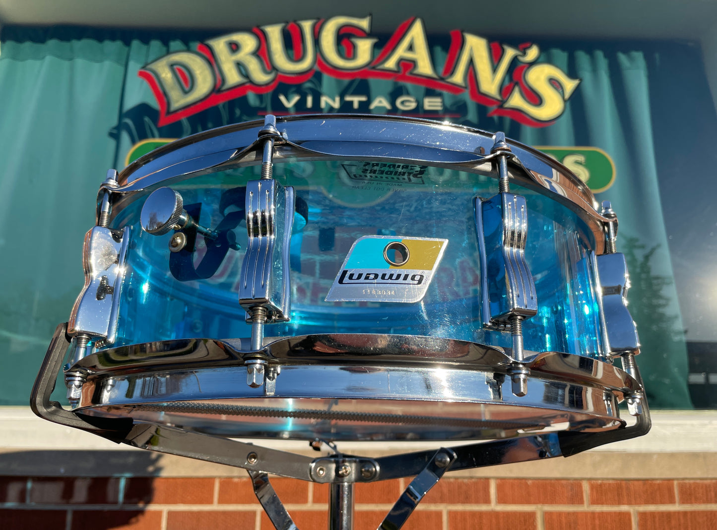 1970s Ludwig 5x14 Blue Vistalite Snare Drum