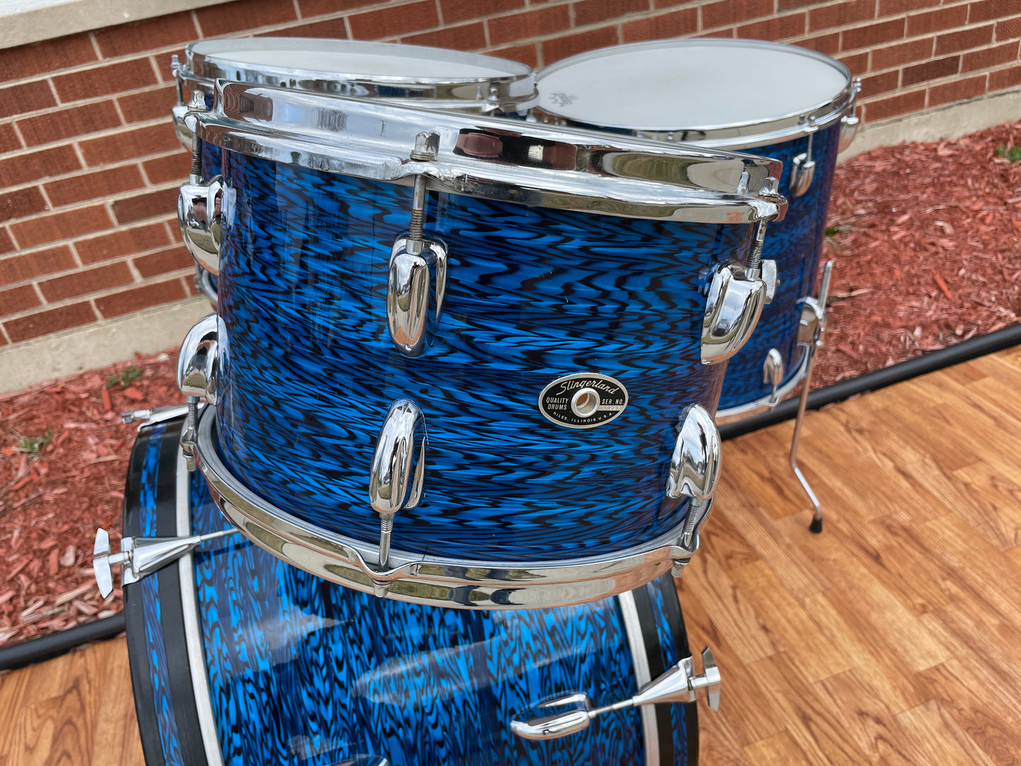 1970s Slingerland New Rock Outfit No. 50 N Blue Agate Catalog Drum Set 20/12/13/16