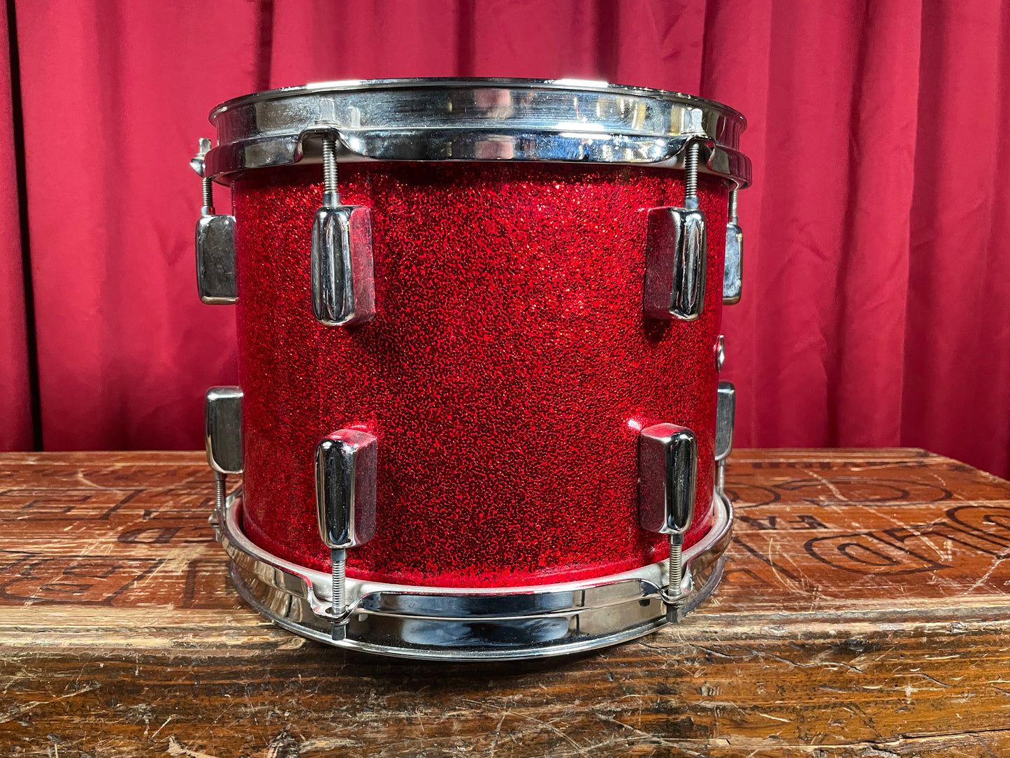 Rogers Clone 8x10 Tom Drum Red Sparkle Bread And Butter Lug Keller Shell