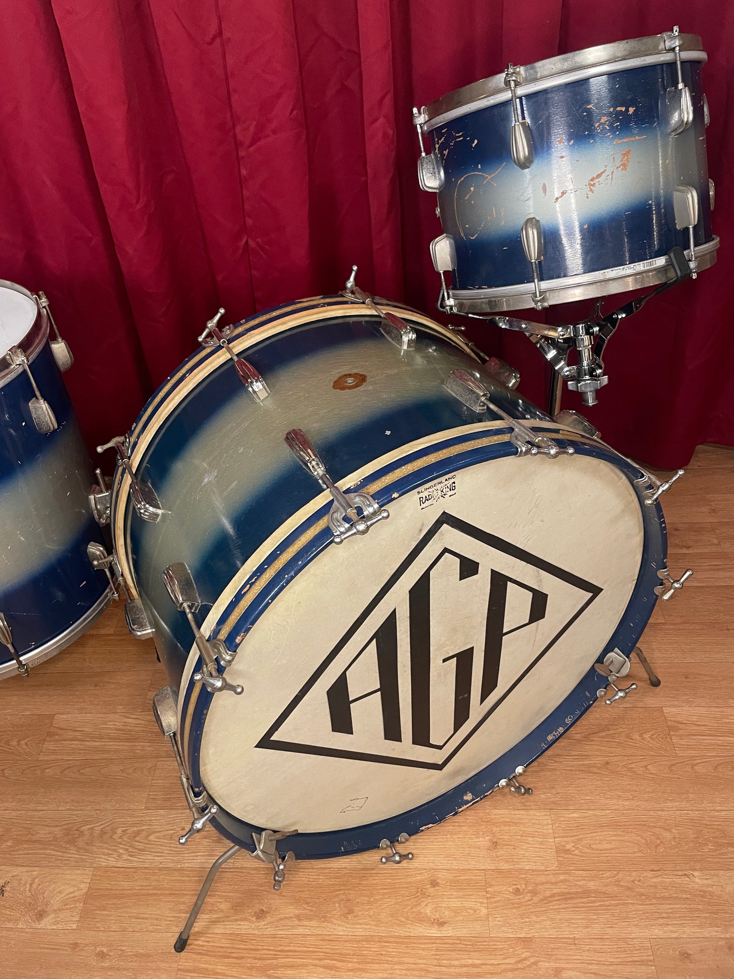 Vintage Slingerland Radio King Drum Set Blue/Silver Duco 24/13/16