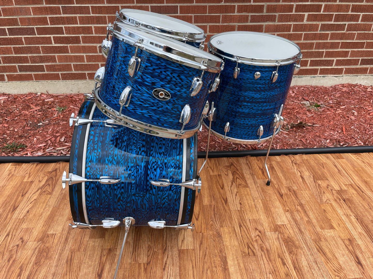 1970s Slingerland New Rock Outfit No. 50 N Blue Agate Catalog Drum Set 20/12/13/16
