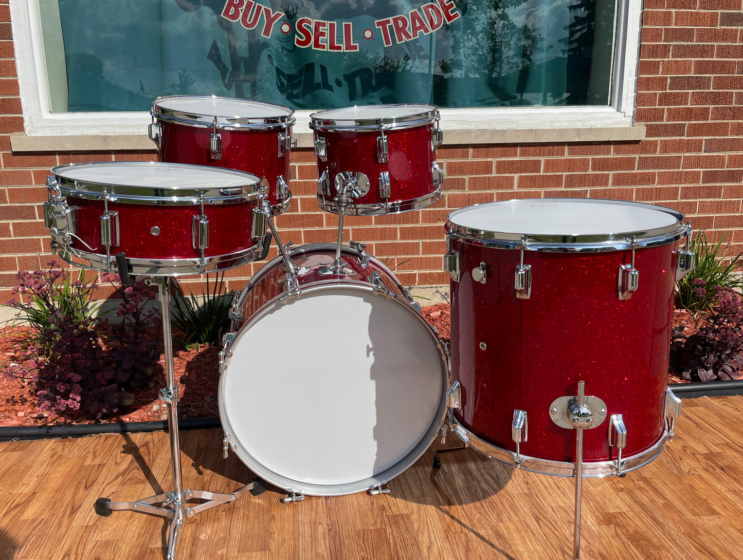 Rogers Dave Clark Tribute Drum Set Red Sparkle, Back View
