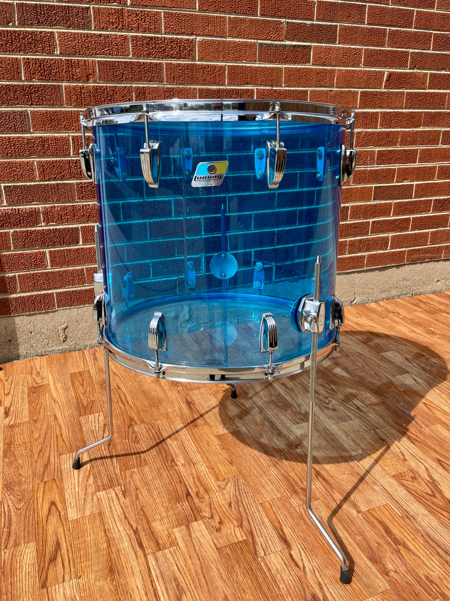 1970s Ludwig Vistalite 16x18 Floor Tom Drum Blue