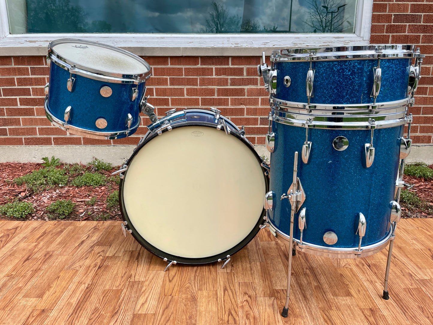 1960s Gretsch Progressive Jazz Drum Set Blue Sparkle 20/12/14/5.5x14