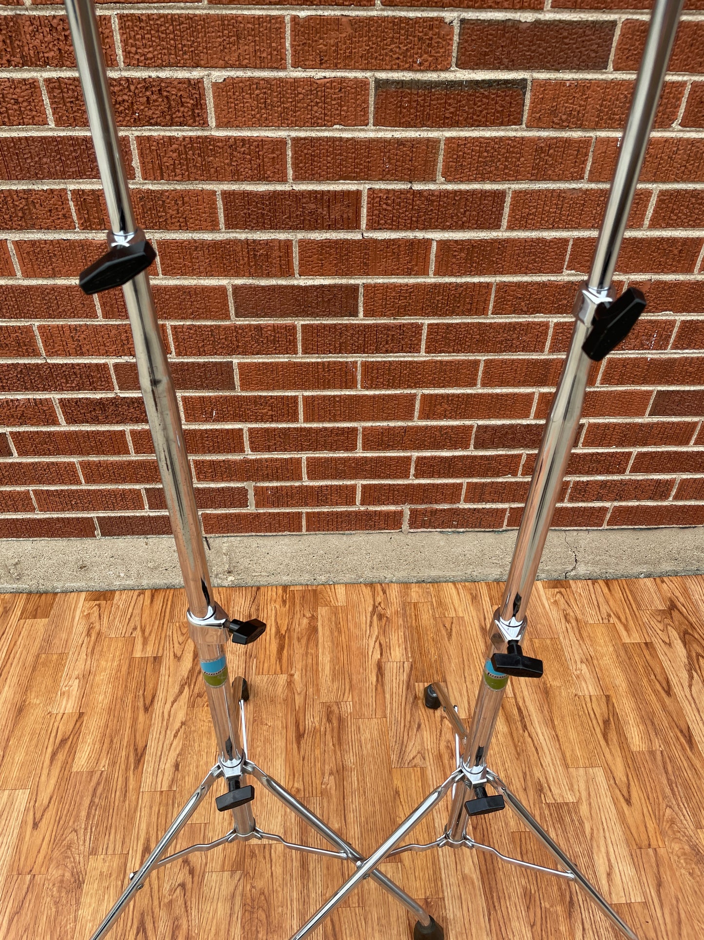 1970s Ludwig Atlas No. 1405 Straight Cymbal Stand Pair Tubular Legs