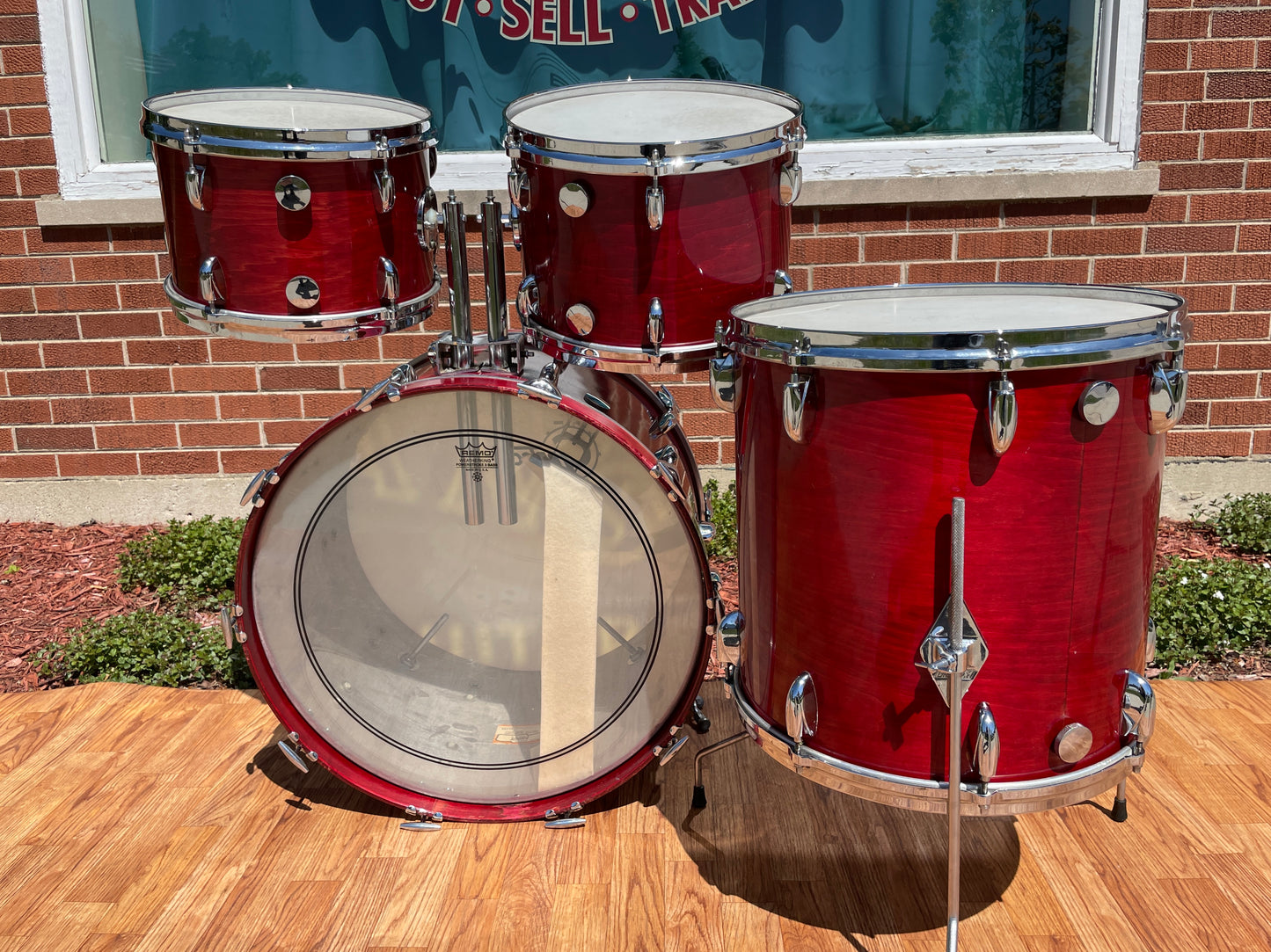1970s Gretsch Stop Sign Badge Drum Set Red Rosewood 22/12/13/16