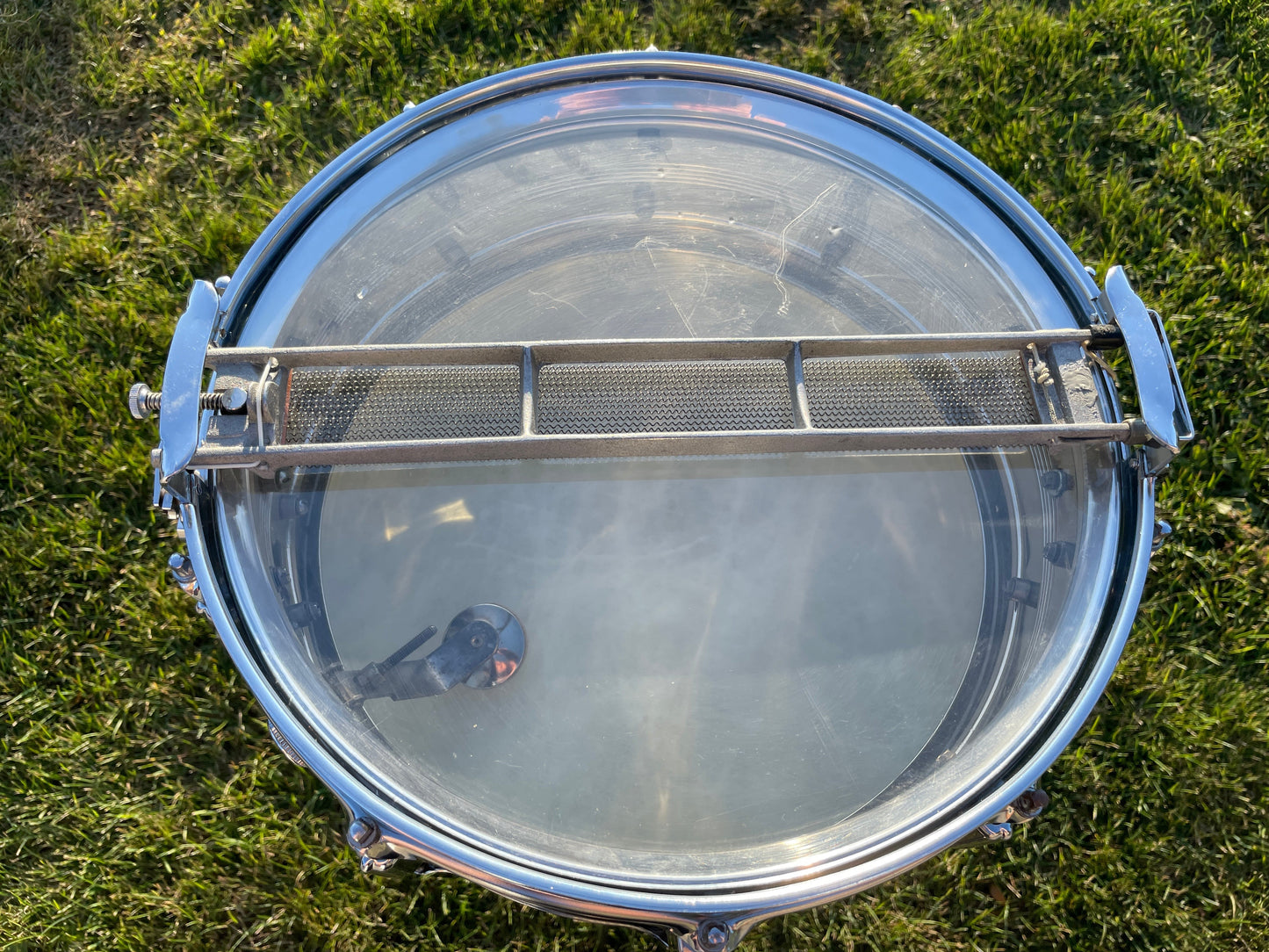 1960s Rogers 5x14 Dynasonic 5-Line Snare Drum Chrome Over Brass Dyna-Sonic COB