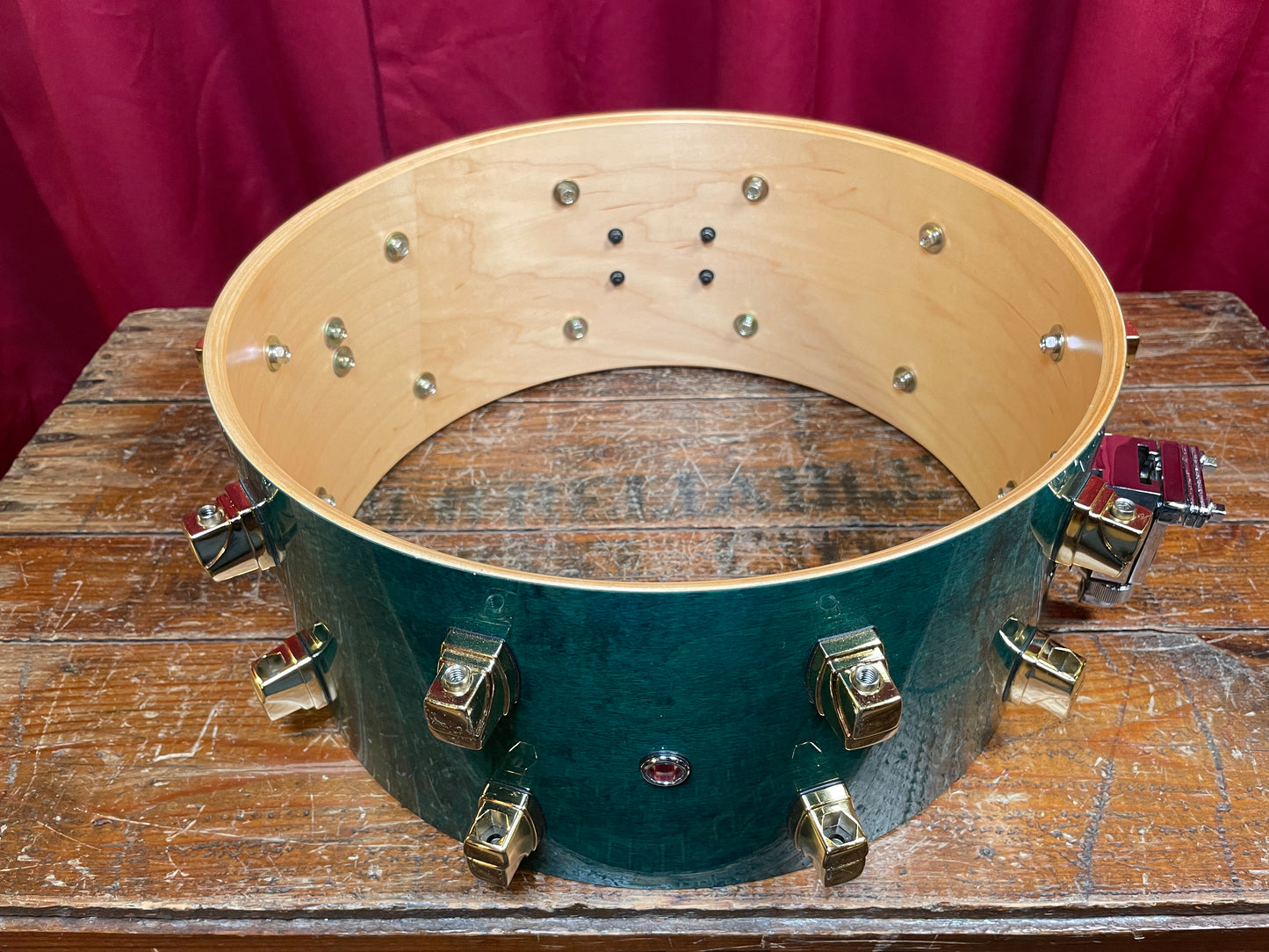 1994 Yamaha Maple Custom 6.5x14 Snare Drum Turquoise Maple MIJ