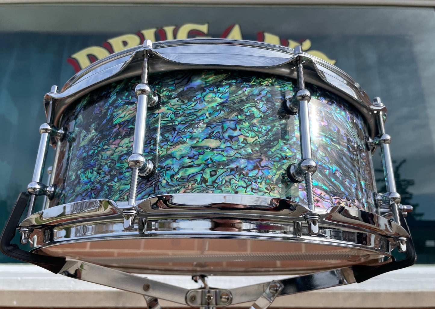 C&C Drum Company Custom 6+6 Maple 5.5x14 Snare Drum Black Paua Abalone *Video Demo*