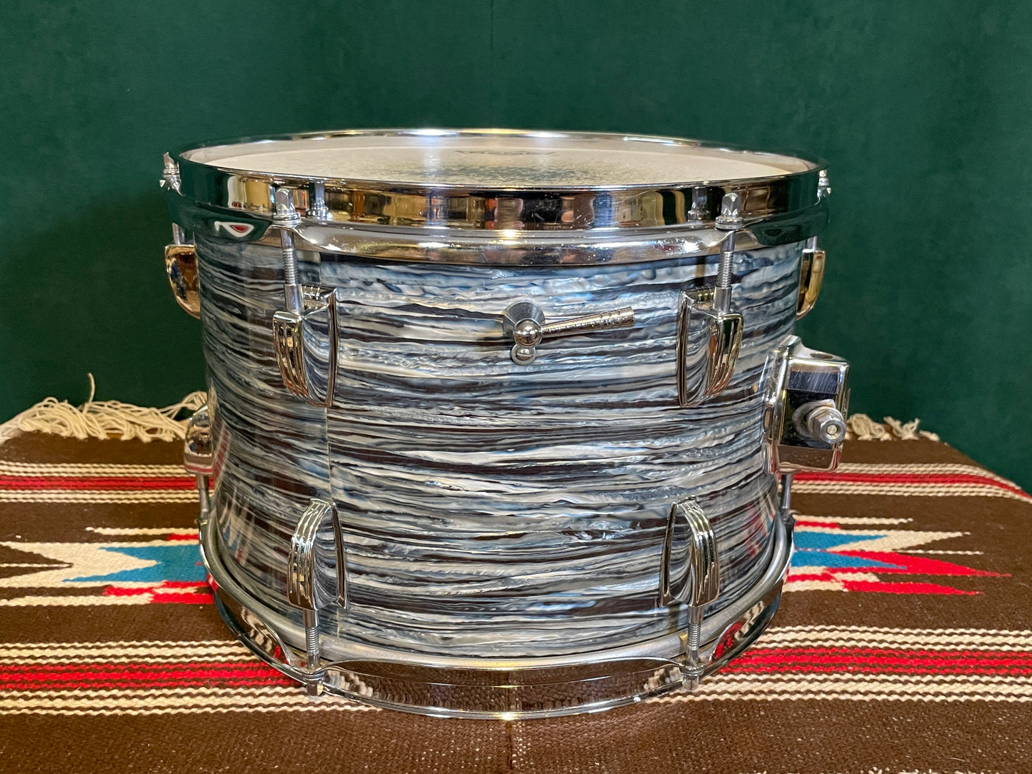 1968 Ludwig 8x12 Tom Drum Oyster Blue Pearl Down Beat