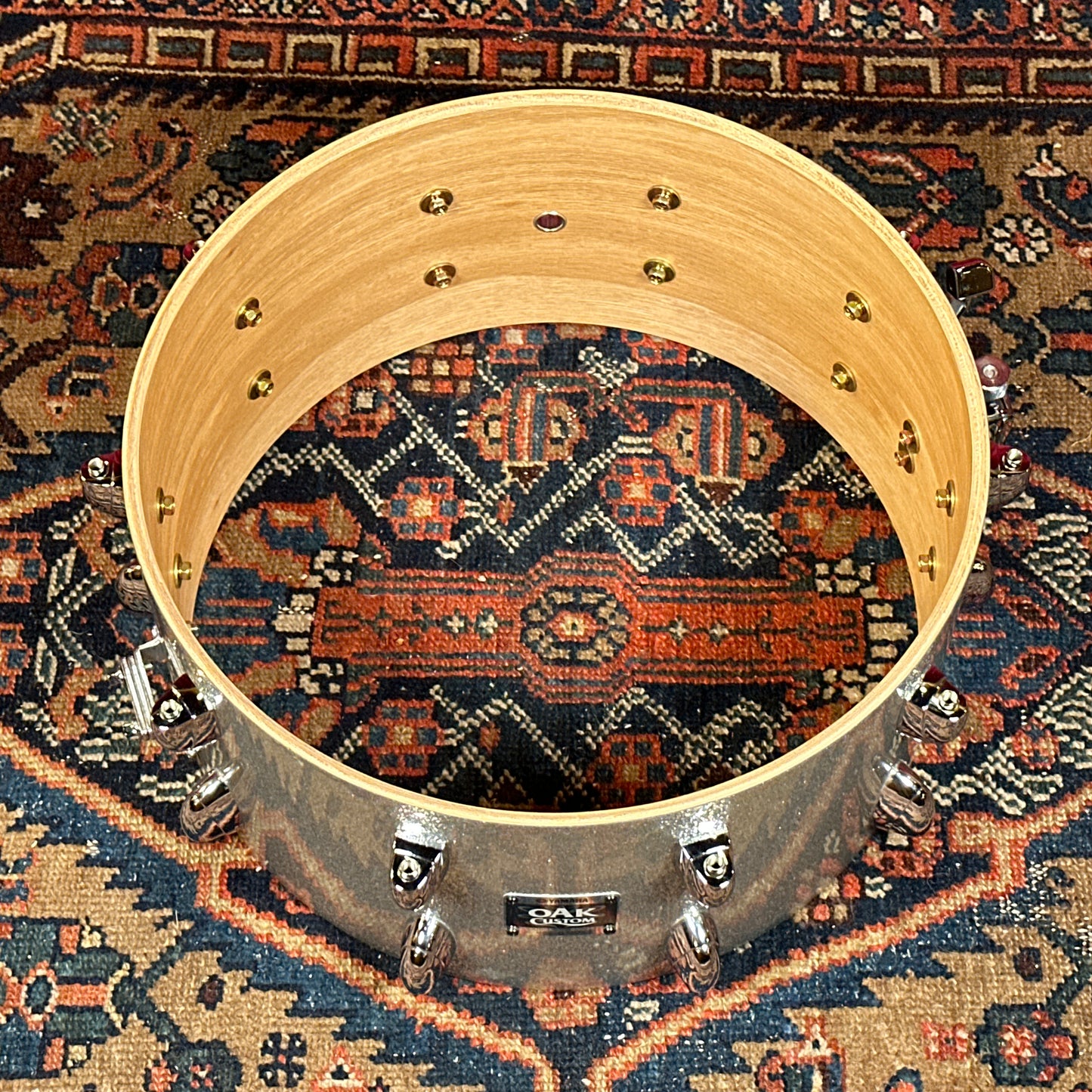 2007 Yamaha Oak Custom 7x14 Snare Drum Silver Sparkle MIJ NSD087A