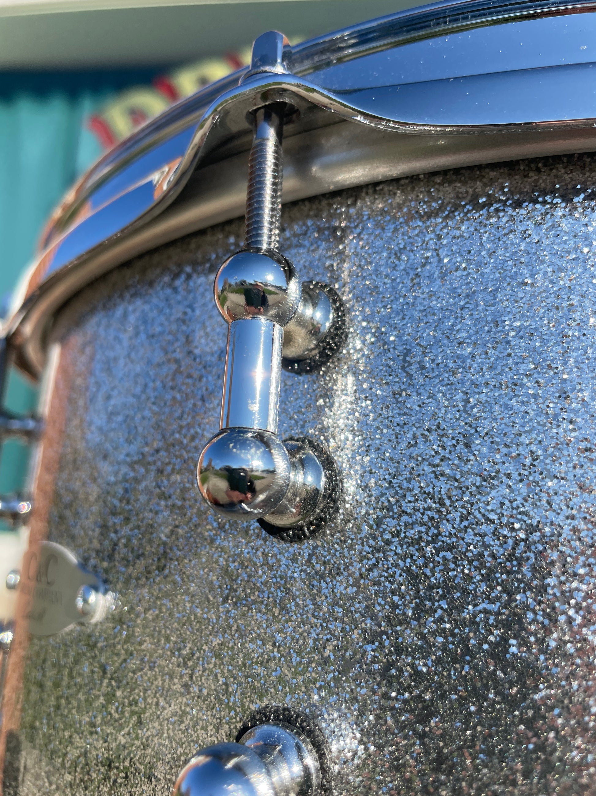C&C Drum Company 6.5x14 Steel Snare Drum Silver Sparkle, Lugs