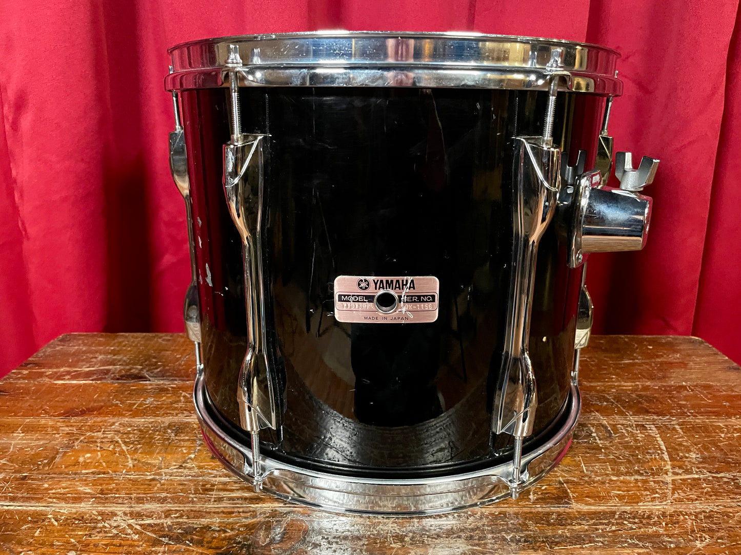 1980s Yamaha Recording Custom 11x13 Tom Drum Single Piano Black 13x11